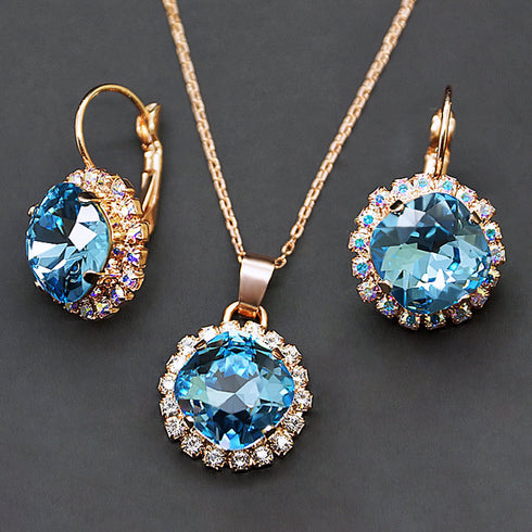Komplektas "Akimirką Apakintas Spindesys III (Aquamarine Blue)" su Swarovski™ kristalais